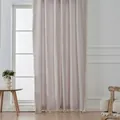 Detail of light gray geometric jacquard curtain with elegant cream tassel fringe trim - 150 Width * 200 Height / Grey Style / Rod Pocket