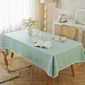 Mantel impermeable verde menta con elegante encaje blanco para decoración de mesa - 100*140cm / verde claro