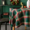 Round Christmas tablecloth with classic red and green Scottish tartan plaid pattern - Small Round / Christmas Green Plaid