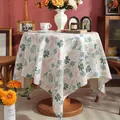 Tischdecke aus Baumwollleinen mit bunten Pflanzenmotiven auf einem Rundtisch - 140*260cm / Buntes Blatt