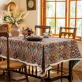 Boheems jacquard tafelkleed met kwastjes en vintage etnische bloemenpatronen - 60*60cm / Vintage Paraplu Patroon met Kwastjes