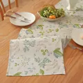 Détail du chemin de table à imprimé botanique et du set sur table en bois - 30x40cm Set de Table / Feuille Bleu Vert