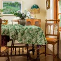 Vintage donkergroen rechthoekig tafelkleed met klein bloemenpatroon voor camping - 60*60cm / Standaard randstijl / Groen Bloemen
