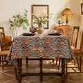 Jacquard rechthoekig tafelkleed met vintage oranje en blauw schelpenpatroon - 60*60cm / Jacquard Stijl / Vintage Waaiierpatroon