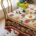 Detail der Jacquard-Weihnachtstischdecke mit festlichen Weihnachtsstern-Mustern - 60*60cm / Weihnachtsglocke