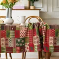 Dik jacquard kersttafelkleed met feestelijke rendieren, sneeuwvlokken en ruitpatronen luxe - 140*260cm / Kerst Patchwork