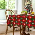 Rote und grüne Jacquard-Weihnachtstischdecke mit Nussknacker- und Lebkuchenmustern - 60*60cm / Weihnachtsrautenmuster