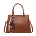 Sac fourre-tout marron foncé en similicuir grainé avec bandoulière réglable - Marron