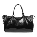 Borsa da viaggio vintage in pelle PU impermeabile nero lucido con grande capacità - Nero