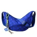 Elektrisch blauwe canvas crossbodytas met gewatteerde textuur en neonkleurige hanger - Met Hanger / Donkerblauw