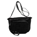 Sac banane noir tendance avec clous scintillants et bandoulière réglable - Noir avec pierres noires