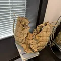Gewatteerde schoudertas in camelkleur met stijlvolle ruches en trekkoordsluiting - Khaki