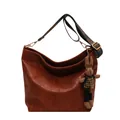 Braune Retro-Tragetasche mit ethnischem Gurt und gestricktem Hasenanhänger - Einzelne Tasche / Braun