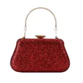 Elegante rode avondtas met glitters, rond gouden handvat en chique parelsluiting - Stijl 1 / Rood