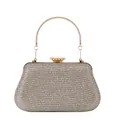 Elegant silver evening clutch bag with sparkling glitter finish and golden metal handle - Style 2 / Khaki