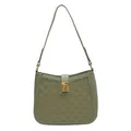 Piccola borsa a tracolla verde Morandi con trama a scacchi e fibbia dorata - Verde matcha