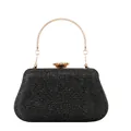 Sparkly black evening clutch bag with silver sequins and golden metal handle - Style 2 / Black