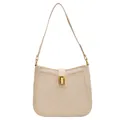 Elegante borsa a tracolla color crema con trama a scacchi e fibbia dorata raffinata - Bianco Sporco