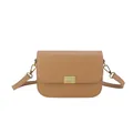 Borsa a tracolla quadrata color cammello con fibbia dorata e cinturino regolabile - Cachi