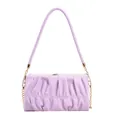 Schicke lavendelfarbene Schultertasche mit Raffung und eleganter goldener Kettenverzierung - Lila