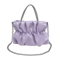 Sac nuage plissé violet avec poignée en strass et bandoulière en chaîne métal - Violet