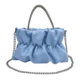 Sac nuage froncé bleu ciel pour femme avec poignée en strass et chaîne en argent - Bleu