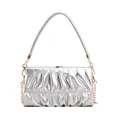 Silberne Falten-Schultertasche mit goldener Kette und Metallic-Finish für 2025 Mode - Silber