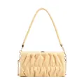 Schicke plissierte Schultertasche aus crèmefarbenem PU-Leder mit Goldkette - Gelb