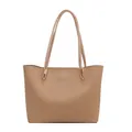 Elegante bolso tote caqui con correas dobles y detalles metálicos dorados - Caqui