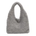 Silver glittery plush shoulder bag with elegant metallic fibers and minimalist design - Silver