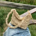 Champagne gold quilted cloud tote bag with pleated shoulder strap for women - Yellow