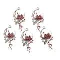 Five vintage alloy lotus moon pendants with red enamel for DIY jewelry making - Lotus Moon (PZ250603207) / 5 Pieces