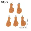 Set di 10 ciondoli in miniatura in resina a coscia di pollo fritto per creazioni DIY - Coscia di pollo artificiale / 10 Pezzi