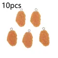Set di 10 ciondoli in resina a forma di pollo fritto per gioielli fai-da-te con anelli - Coscia di Pollo Realistico (Stile 1) / 10 Pezzi