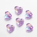 Perline a cuore sfaccettate in acrilico viola trasparente con finitura arcobaleno AB - Confezione da 20 (1.9x1.6cm) / Viola
