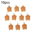 Set di 10 ciondoli in miniatura realistici di coscia di pollo arrosto con anelli in metallo - Pollo Intero Realistico