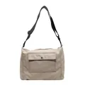 Retro canvas messenger bag in off-white finish with adjustable black nylon strap - Off-white