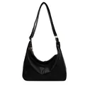 Vintage zwarte hobo-tas met verstelbare schouderriem en gouden ritssluiting detail - Enkele Tas / Zwart