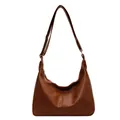 Bruine vintage hobo-tas van gestructureerd kunstleer met verstelbare schouderband - Enkele Tas / Bruin