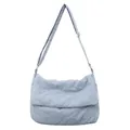 Lichtblauwe gewatteerde puffer schoudertas met hartpatroon en verstelbare riem - Enkele Tas / Blauw