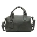Dunkelgraue matte Boston-Tasche mit Doppelgriffen und verstellbarem Schultergurt - Grün