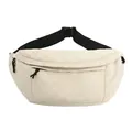 Minimalist cream white crossbody chest bag with checkerboard texture and black strap - White