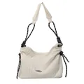 Elegante borsa sottobraccio beige pieghettata con tracolla in corda bianca e nera - Bianco Sporco