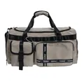 Khaki waterproof travel duffel bag with black straps and multi-pocket design - Khaki