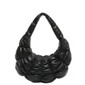 Classic black puffed cloud bag featuring a soft pleated finish and crescent shoulder strap - Black