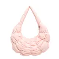 Quilted cloud shoulder bag in soft light pink color with a plush sponge texture - Pink