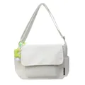 Minimalistische witte canvas crossbody draagtas met gele bloemenhanger en schouderband - Enkele Tas / Broken Wit