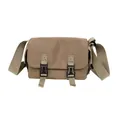 Borsa a tracolla in tela kaki con tracolla regolabile e doppie fibbie nere - Kaki