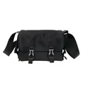 Borsa a tracolla minimalista in nylon nero con doppia fibbia e cinghia regolabile - Nero