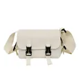 Borsa a tracolla in tela bianco crema con fibbie nere e tracolla regolabile per donna - Bianco